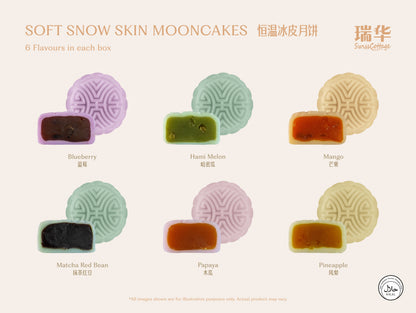 Soft Snow Skin Mooncakes (6 Assorted Flavors)